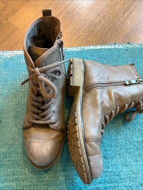 Dirty Laundry Taupe Lace-Up Combat Boots
